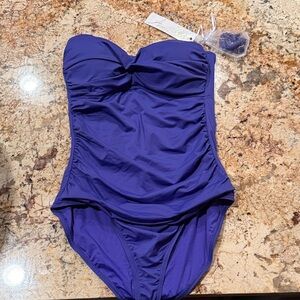 Anne Cole Shirred Bandeau One Piece Swimsuit
